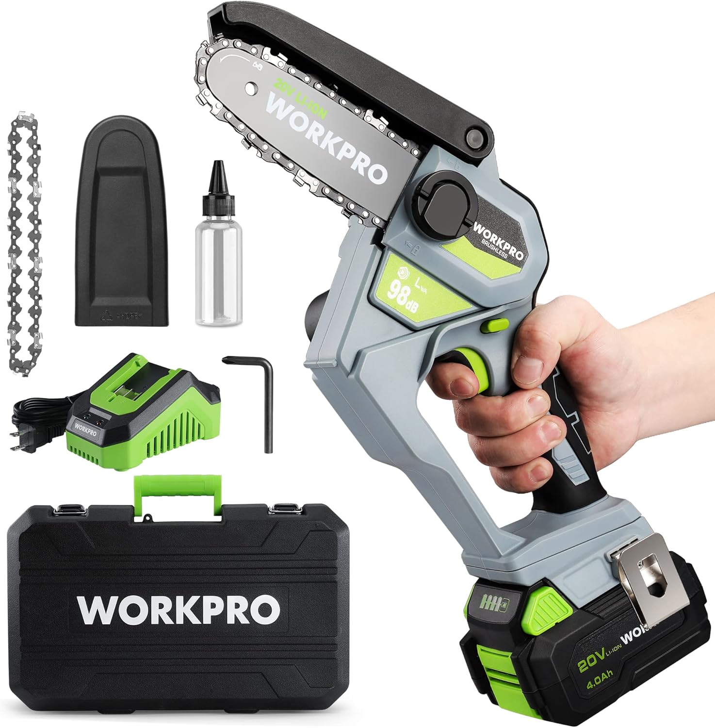 WORKPRO 6.3-Inch Brushless Cordless Mini Chainsaw WORKPRO 6.3-inch brushless mini chainsaw